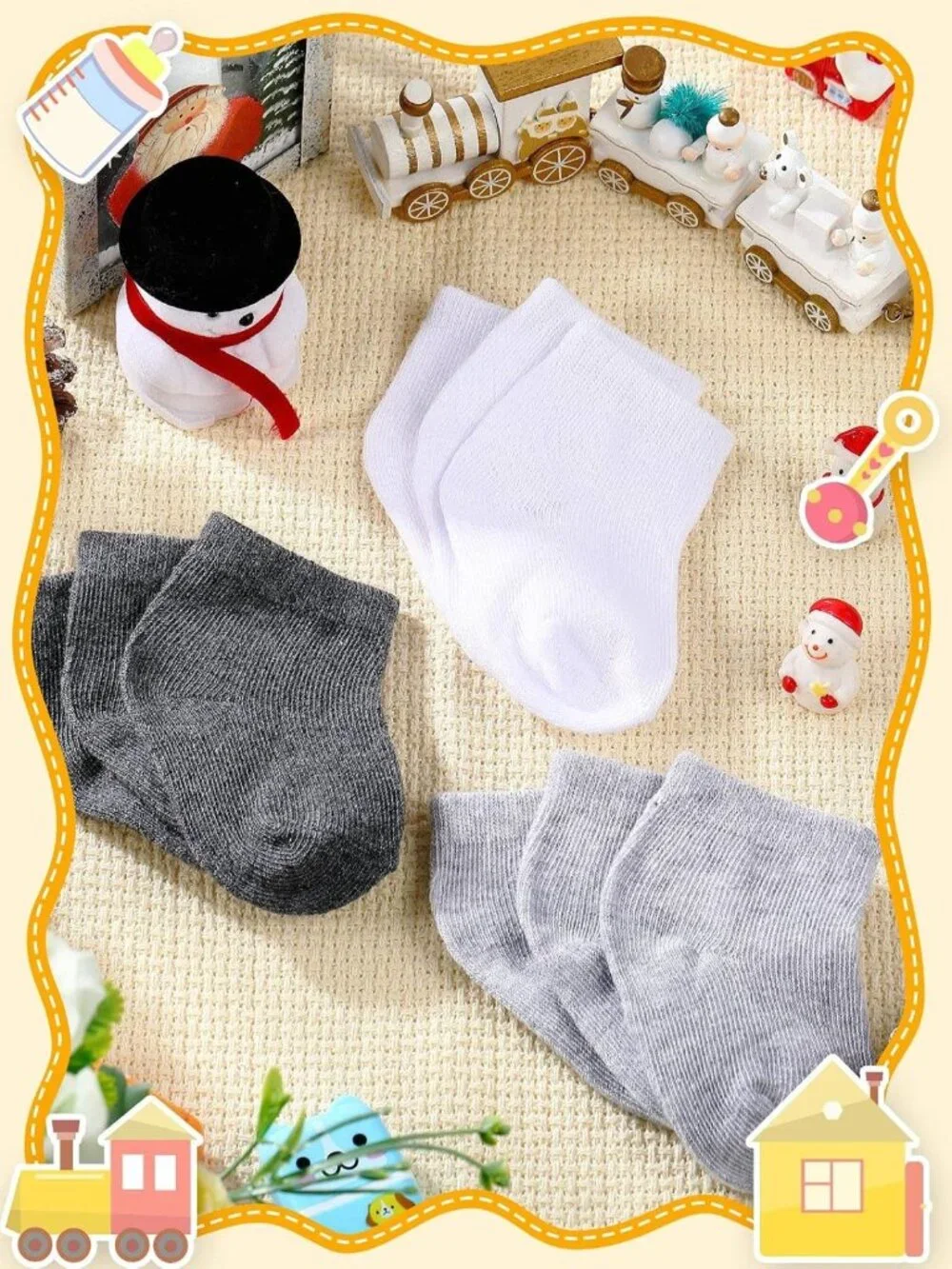 60 Pairs Newborn Baby Socks Set, Unisex Cotton Infant Anklets, Soft & Cozy